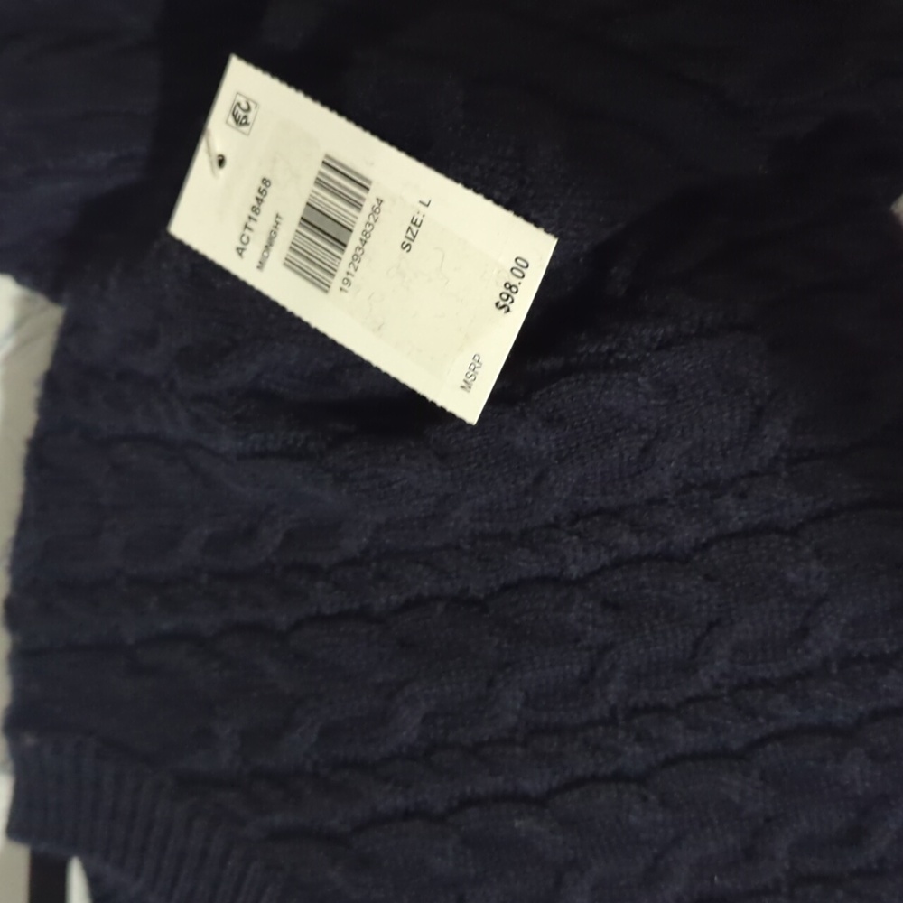 NWT ASTR Wool Blend Women's Navy Cable Knit Cropped Large Sweater - Picture 5 of 9